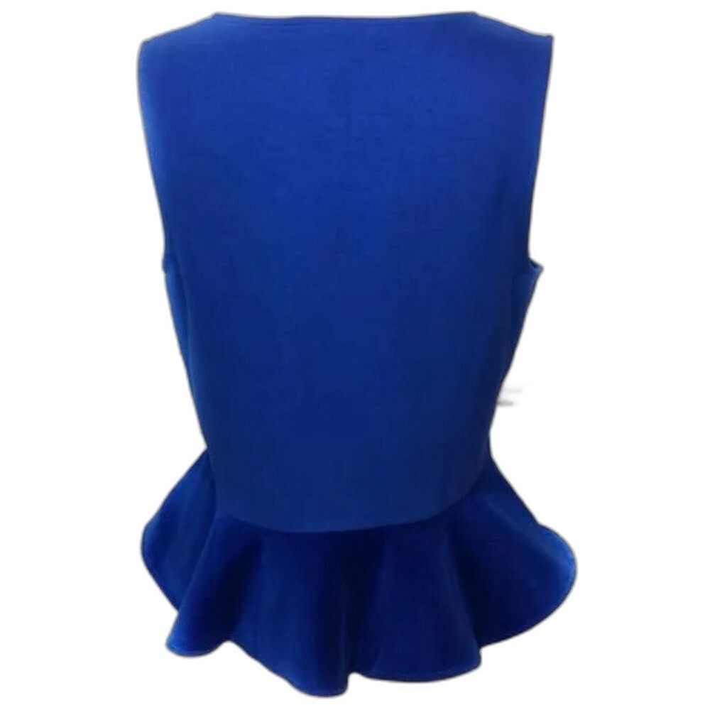 J CREW Women's V-Neck Peplum Blouse Y2K Top Blue SZ Large - Picture 14 of 15